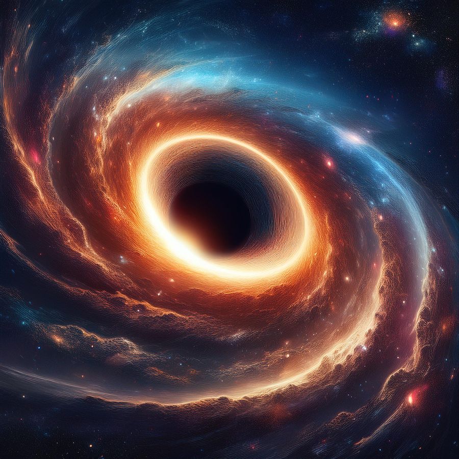 Create an image of a colossal black hole lurking in the heart of the Cosmic Horseshoe galaxy 25-02-2025 at 12-09-56