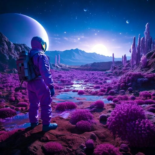 Firefly A futuristic Earth with pockets of extreme environments glowing violet. Microbes thrive in h