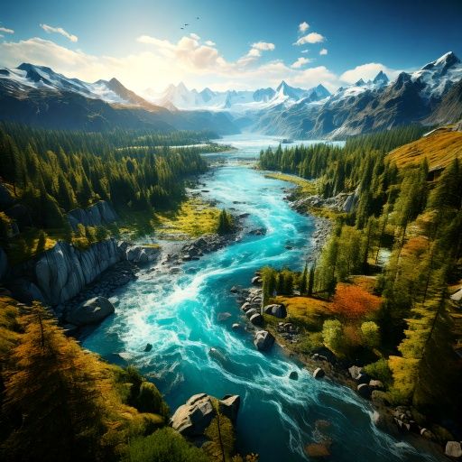 Firefly Earth reborn- vibrant forests, flowing rivers, and oceans teeming with life. The landscape f