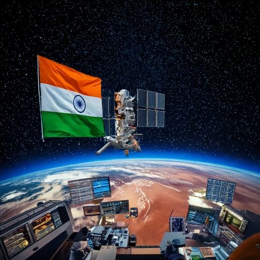 Firefly -An ISRO spacecraft in orbit above Mars, equipped with advanced thermal management systems.