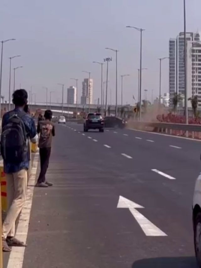 मुंबई कोस्टल रोड पर BMW बेकाबू! तेज रफ्तार में कार क्रैश, वीडियो हुआ वायरल