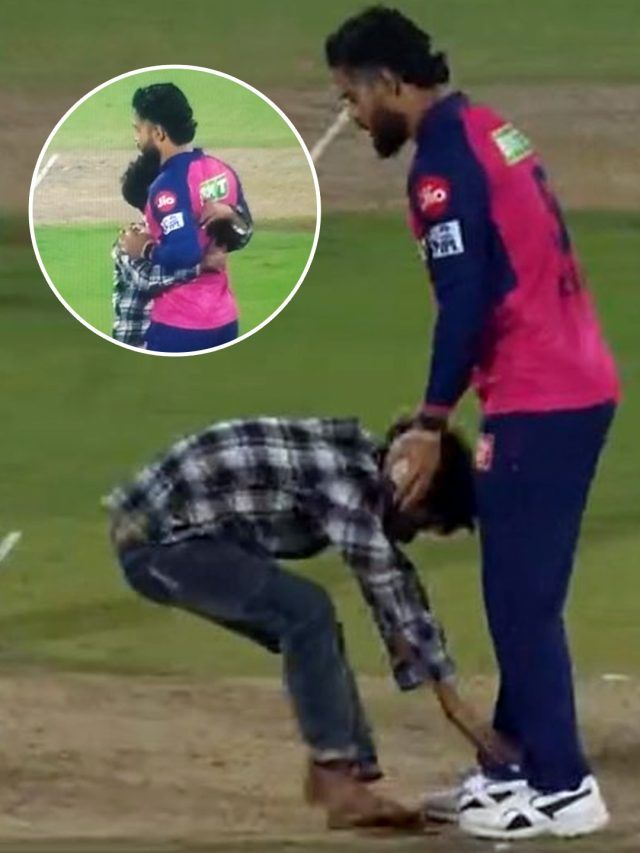 मैदान में घुसा अनजान शख्स, IPL मैच में रियान पराग संग की ये हरकत, VIDEO