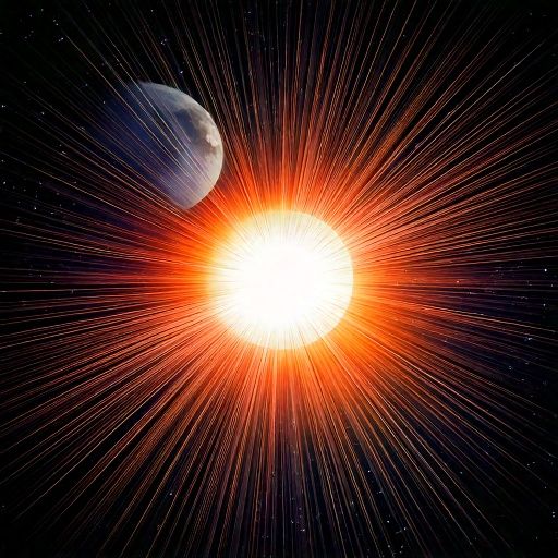 Firefly -A massive supernova explosion outshining the Moon, celestial flare illuminating the galaxy,