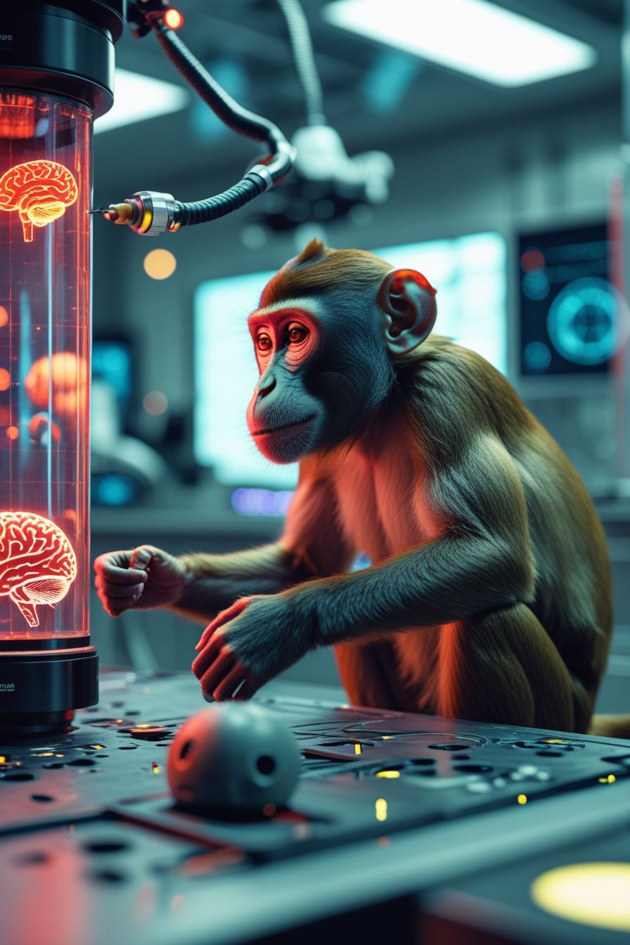 Leonardo_Phoenix_10_A_monkey_in_a_hightech_Neuralink_lab_inter_0