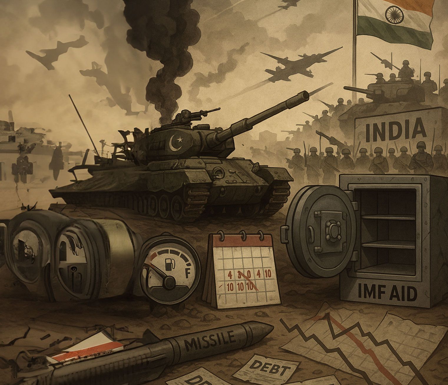 Pakistan's economic weakness hinders its ability to wage war.