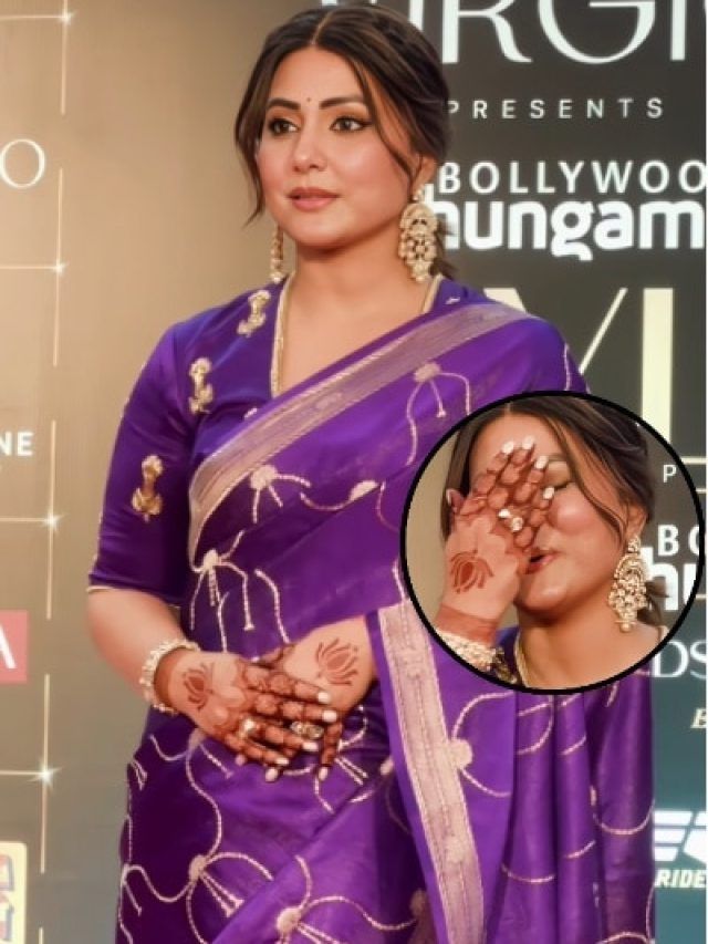 नई नवेली दुल्हन हिना खान ने शादी के बाद पर्पल साड़ी में बिखेरा जलवा, हाथों में दिखी मेहंदी