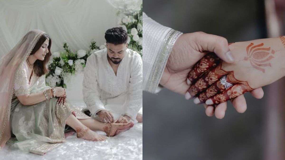 पति ने पहनाई पायल, एक्ट्रेस ने फ्लॉन्ट की डायमंड रिंग, सिंपल साड़ी में बनी दुल्हन, किया KISS