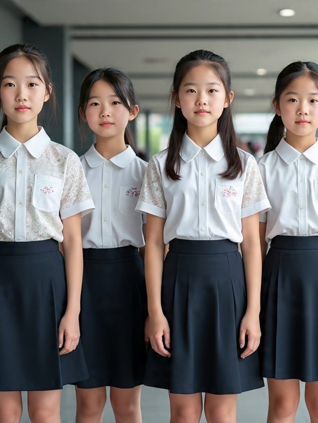 चीन के स्कूल में लड़कियां कैसे स्कर्ट पहनती हैं