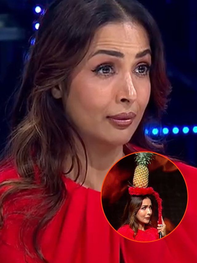 आंखों पर कंटेस्टेंट ने बांधी पट्टी, मलाइका के सिर पर रखा अनानास, चला काटने तो...