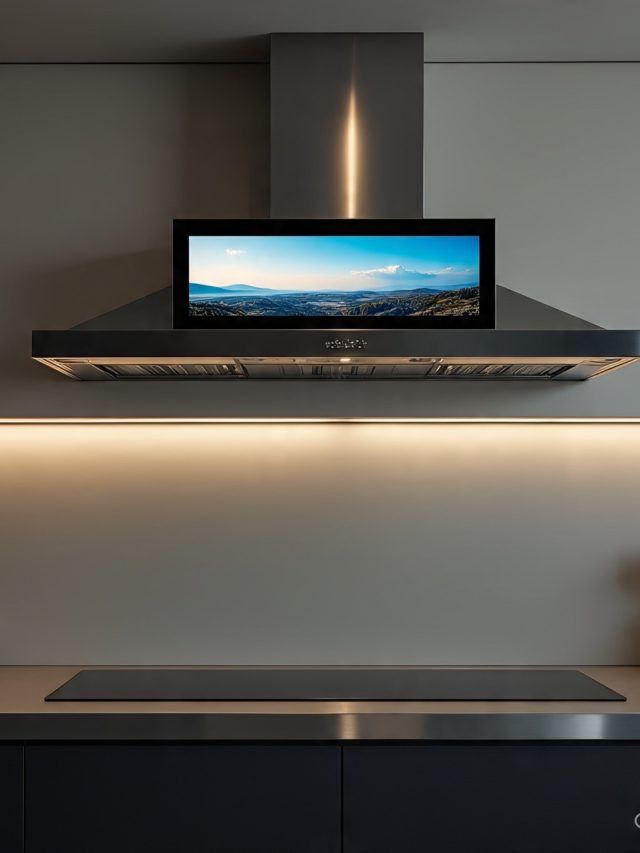 किचन में खाना बनाते हुए लें मूवी और गानों का मजा, चिमनी में लगा है डिस्प्ले और स्पीकर