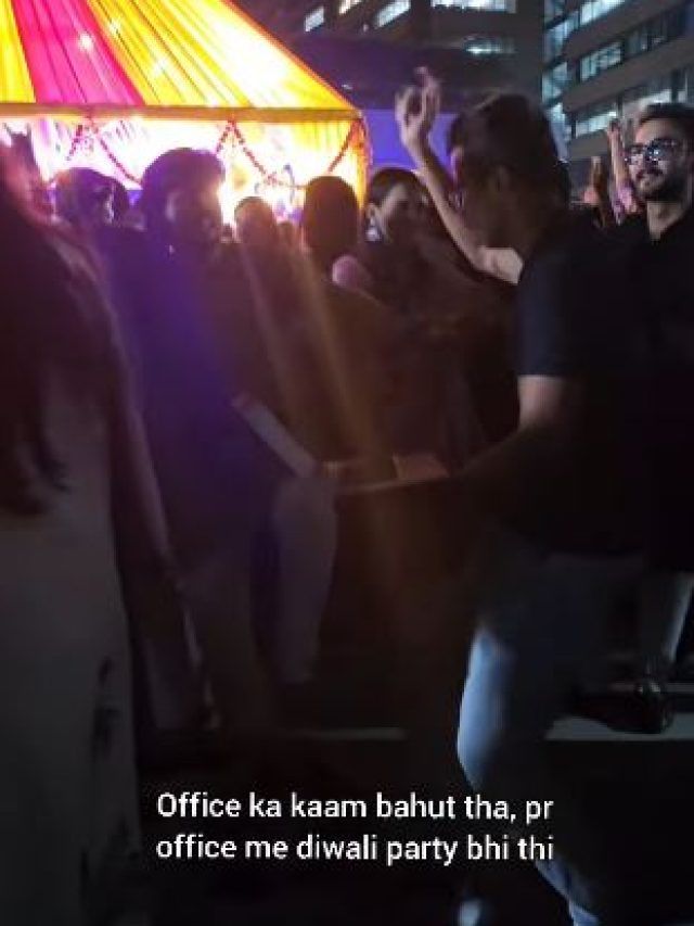 ऑफिस की दिवाली पार्टी में लैपटॉप हाथ में लेकर नाचता रहा शख्स, वीडियो वायरल