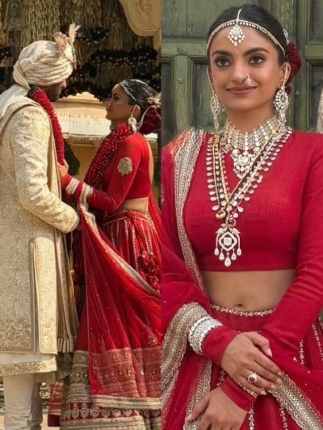 दुल्हन बनीं NRI अरबपति की बेटी, लाल लहंगे में ढाया कहर, Photos पर हार बैठेंगे दिल