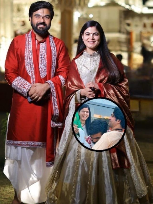 मांग में सिंदूर, माथे पर बिंदी.. कथावाचक की शादी में पति के साथ दिखीं देवी चित्रलेखा, Photos