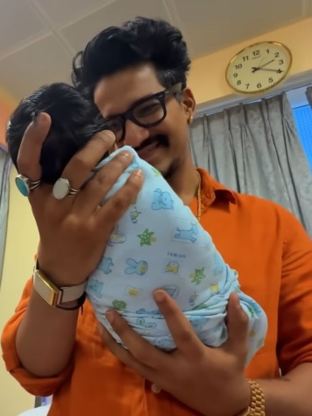 बेटे को पहली बार गोद में लेकर इमोशनल हुए हर्ष, किया दुलार, नहीं हटीं नजरें